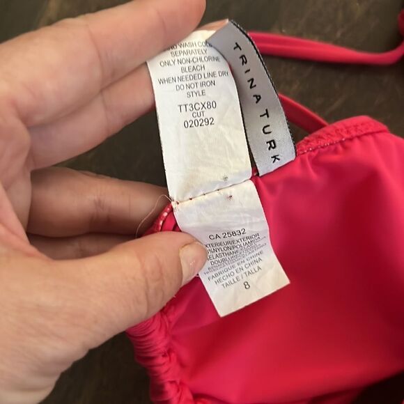 Trina Turk pink high neck halter bikini top Sz-8 - Picture 9 of 9